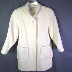 Vintage 60s Fashionbilt Pure Wool‎ Coat Ivory Size 6 Made in USA Classy
